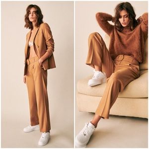 Sézane Lorenzo Belted Wool-Blend Trousers